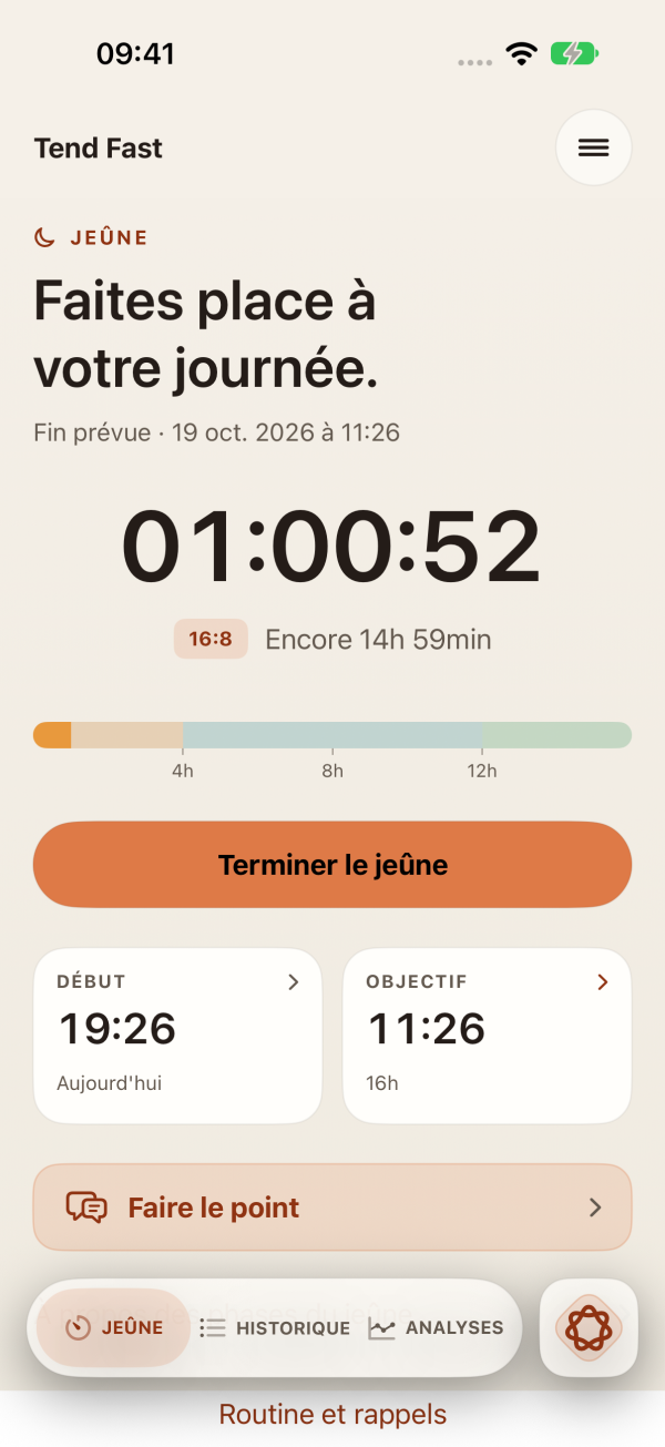 Écran de jeûne Tend Fast avec la couleur d’accent marron